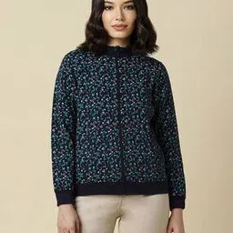 allen solly Women Floral Print Regular Fit Zip-Front Sweatshirt-picture-16