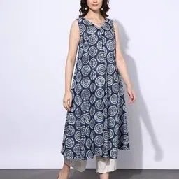 svrnaa by azorte Women Floral Print Flared Kurta-picture-15