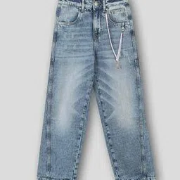 Girls Heavily Washed & Lightly Distressed Relaxed Fit Jeans-image-26