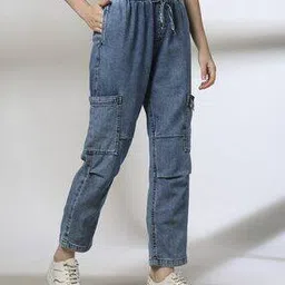 dnmx Women Lightly Washed Cargo Jeans-picture-53