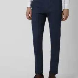 peter england Men Checked Slim Fit Flat-Front Trousers-picture-16