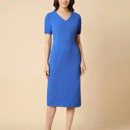 allen solly Women Patterned V-Neck A-Line Dress image 1