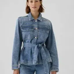 gap Women Washed Denim Jacket with Belt-picture-12