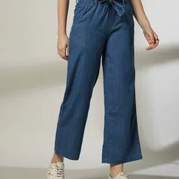 dnmx for trends select Women Lightly Washed Straight Jeans with Elasticated Drawstring Waste-picture-32