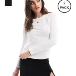 Women Pack of 2 Slim Fit Round-Neck T-Shirts-image-77