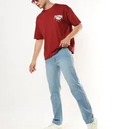 Men Lightly Washed Straight Fit Jeans-image-4