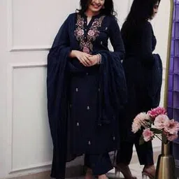 Women Embroidered Straight Kurta Set-image-27