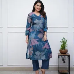 anni designer Women Floral Print Straight Kurta Set image 1