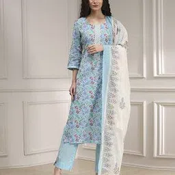 biba Women Floral Print 3-Piece Unstitched Dress Material-picture-21