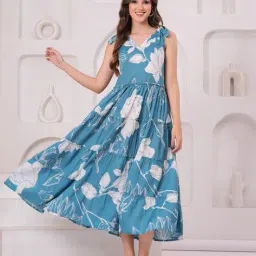 jc4u Women Floral Print Fit & Flare Dress image 1