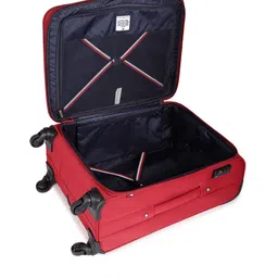 Tommy Hilfiger Unisex Red Printed Soft 4 Wheels 360-Degree Rotation Medium Trolley Bag image 4