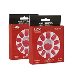 LICK Pack Of 2 Press On Artificial Nails With Quick Dry Nail Glue - Red image 4