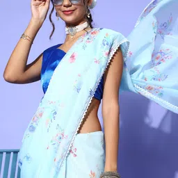 Saree mall Floral Saree with Woven Design border image 3