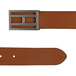 Tommy Hilfiger Men Navy Blue & Brown Leather Reversible Solid Belt image 4