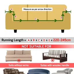 HOKIPO Grey & Green Abstract Printed 3 Seater Stretchable Sofa Cover With Arms image 4