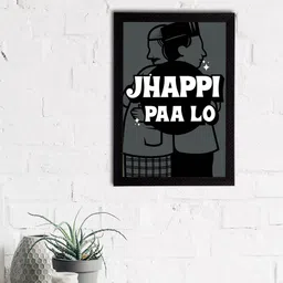 eCraftIndia "Jhappi Paa Lo" Quirky Quote Satin Matt Texture UV Art Painting image 1