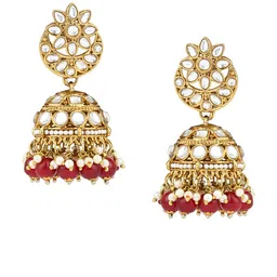 I Jewels Gold-Plated Stones Studded & Beads Beaded Necklace With Earrings & Maang Tika image 4