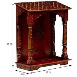 craft tree Copper Wood Wall Mounted Mandir Without Door image 3