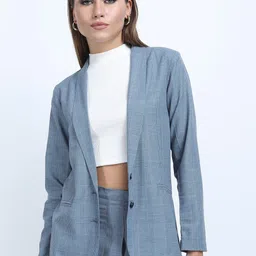 tokyo talkies Women Checkered Single Breasted Party Blazer-picture-22