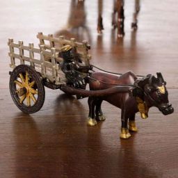 ecraftindia Bullock Cart Brown Brass Figurine-picture-48