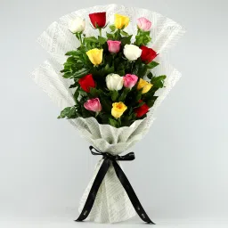 Colours Of Spring Roses Bouquet Truffle Cake image 5