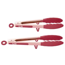 ilife retail Essential Red Silicone (Set of 2) Kitchen Tong image 4