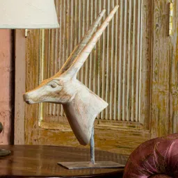 rhapsodically made Deer Long Horns White Wood Figurine-picture-27