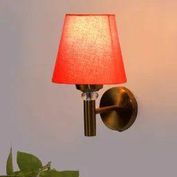new era Antique Gold Wall Lamp with Orange cotton shade image 1