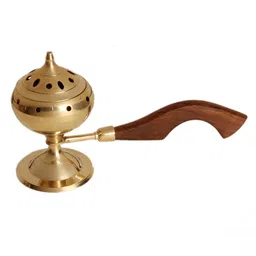 amaya decors Brass Lobaan with Wooden Handle image 2
