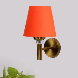 new era Antique Gold Wall Lamp with Orange cotton shade image 2