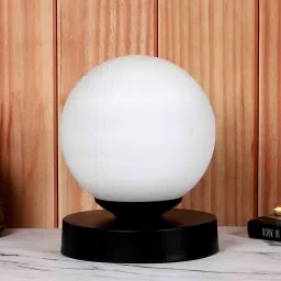 tu casa White Glass Shade Table Lamp With Iron Base image 2