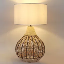 sapphire Fabric Bambo/Rope Table Lamp With Shade image 4