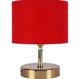 Devansh Metal table lamp with Red cotton Shade by New Era image 4