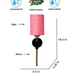 new era Antique Gold Wall Lamp with Pink Jute shade image 5