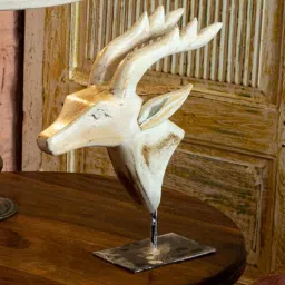 rhapsodically made Deer Down Face White Wood Figurine-picture-26