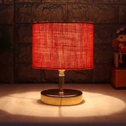 Montage Orange Jute Shade Night Lamp With Metal Base By New Era image 1