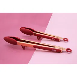 ilife retail Essential Red Silicone (Set of 2) Kitchen Tong image 2