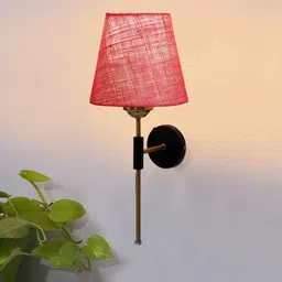 new era Antique Gold Wall Lamp with Pink Jute shade image 1