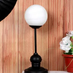 tu casa White Glass Shade Table Lamp With Iron Base image 2