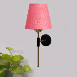new era Antique Gold Wall Lamp with Pink Jute shade image 2