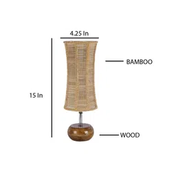 new era Devansh Wood Table Lamp With Damru Bamboo Shade image 5