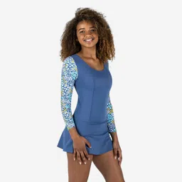 Girls' 1-Piece Swimsuit Audrey Long Sleeves Blue Pantai-image-41