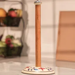 Acacia Wood Paper Towel Holder with Ceramic Base-image-97
