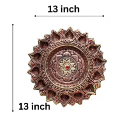 the handicraftian Ethnic Terracotta 14 Diya Plate (Gold) image 2