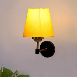 new era Antique Gold Wall Lamp with Yellow cotton shade image 1
