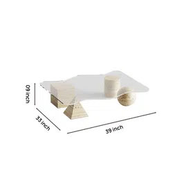 ziba homes Travertine Marble Coffee Table In Beige Colour image 2