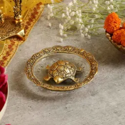 purestory Turtle On Vastu Plate Gold Aluminium Feng Shui-picture-15