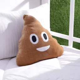 oscar home Brown Cotton Emoji Shaped Cushion image 1
