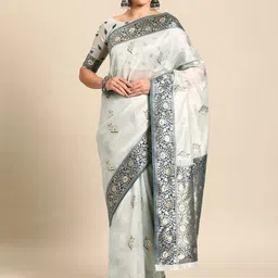 Saree mall Woven Design Bagh Zari Organza Banarasi Saree image 2