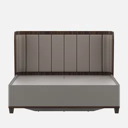 spacewood Adore Leatherette Upholstered Headboard King Size Bed With Hydraulic Storage In Sahara Beige & Dark Brown Eucalyptus Finish image 5